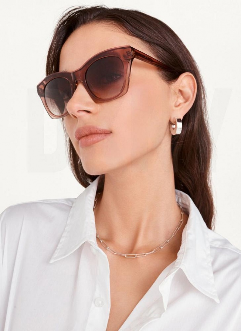 Black Women's DKNY Cat Eye Sunglasses | Australia-D0936
