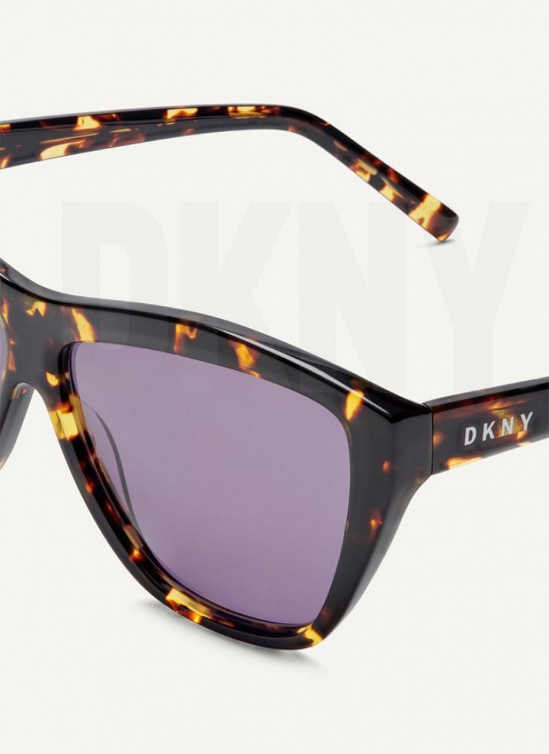 Black Women's DKNY City Native Modern Rectangle Sunglasses | Australia-D0717