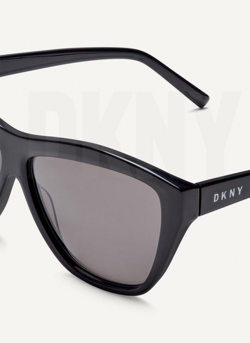 Black Women's DKNY City Native Modern Rectangle Sunglasses | Australia-D1130