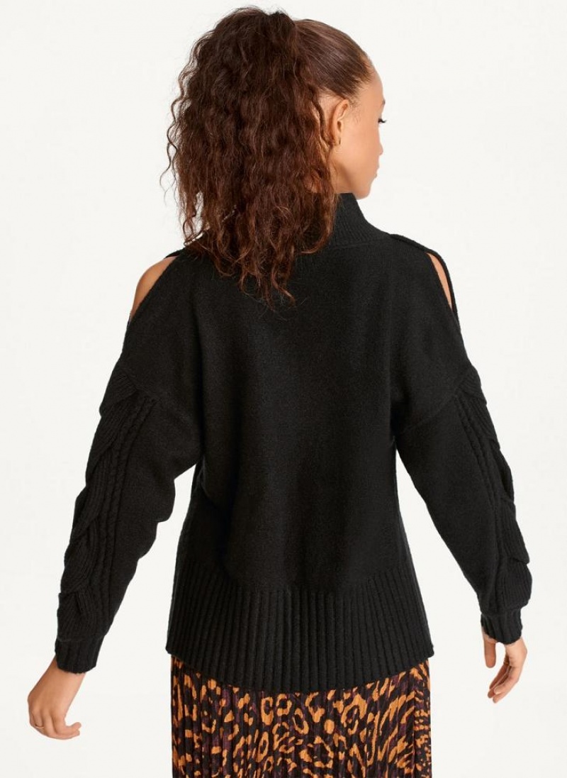Black Women's DKNY Cold-Shoulder Sweaters | Australia-D1234