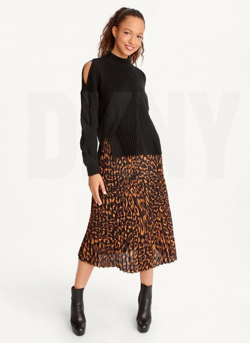 Black Women's DKNY Cold-Shoulder Sweaters | Australia-D1234