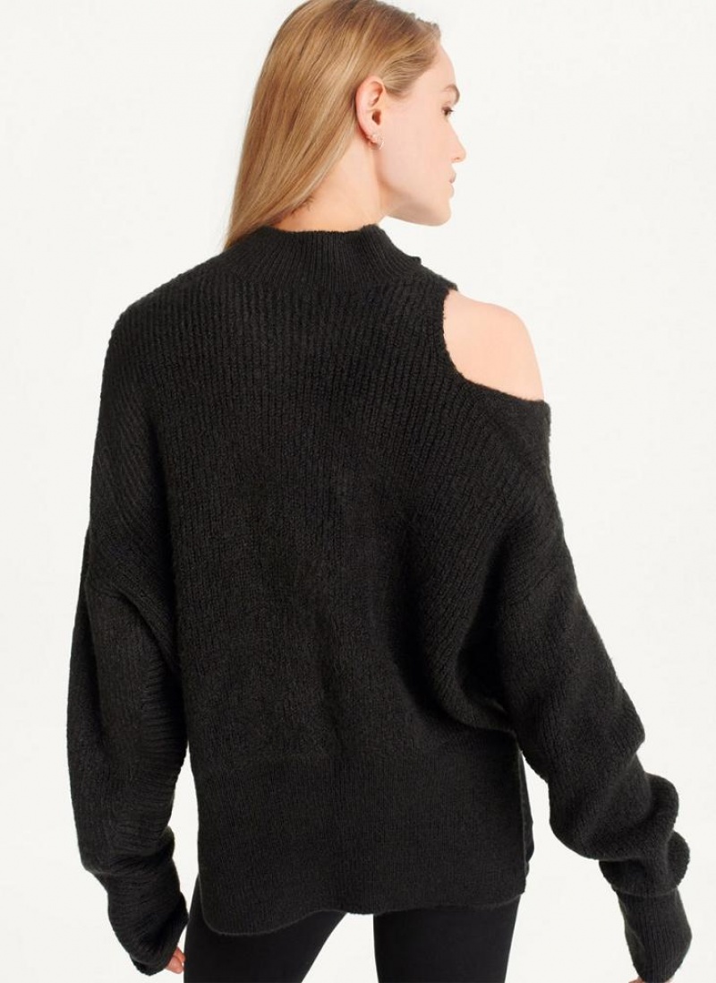 Black Women's DKNY Cold Shoulder Sweaters | Australia-D0172