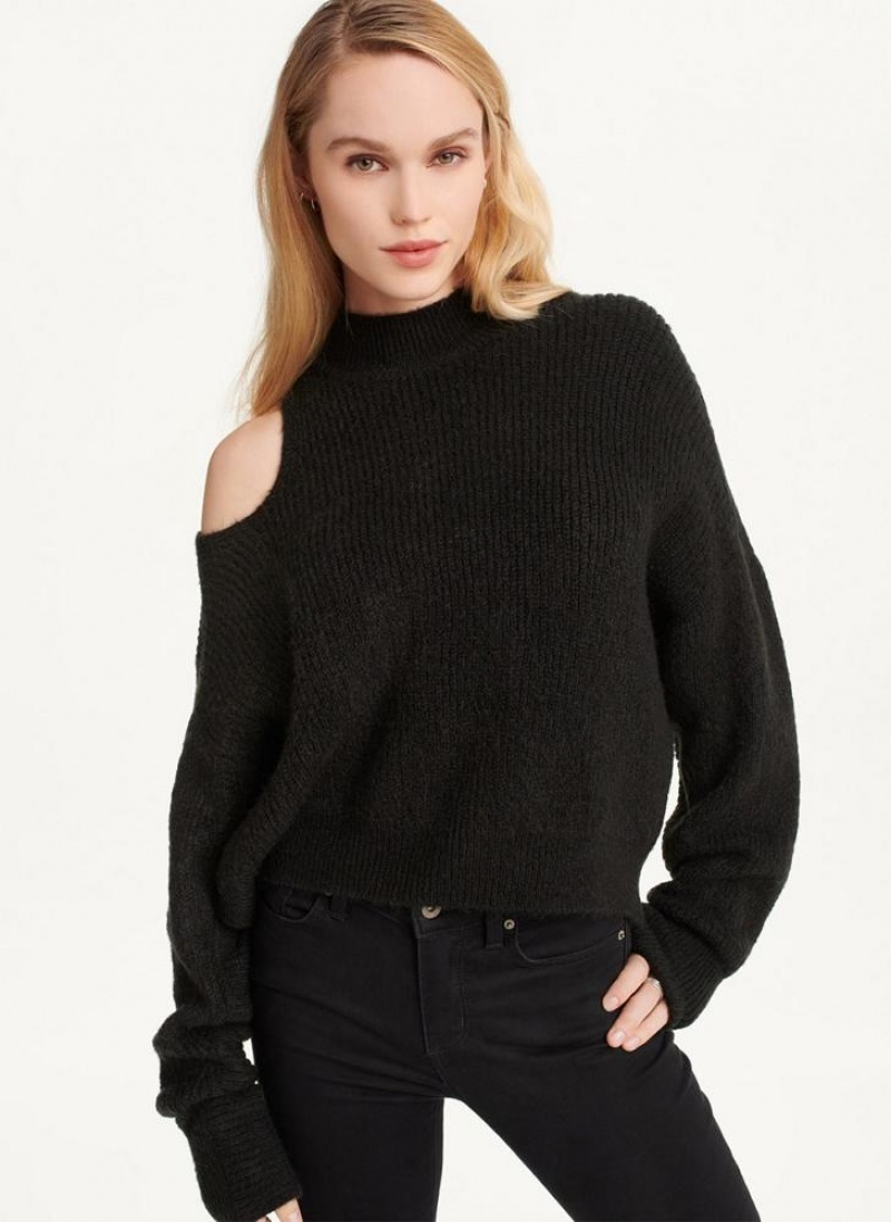 Black Women\'s DKNY Cold Shoulder Sweaters | Australia-D0172
