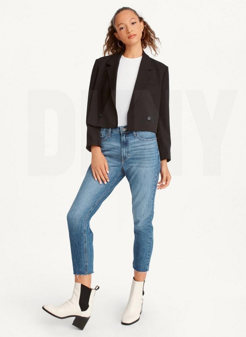 Black Women's DKNY Cropped Blazers | Australia-D0562