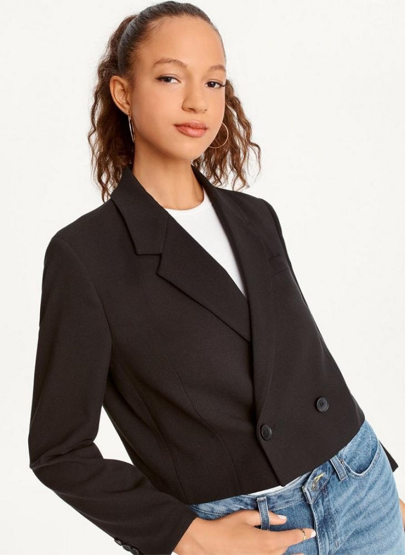 Black Women's DKNY Cropped Blazers | Australia-D0562