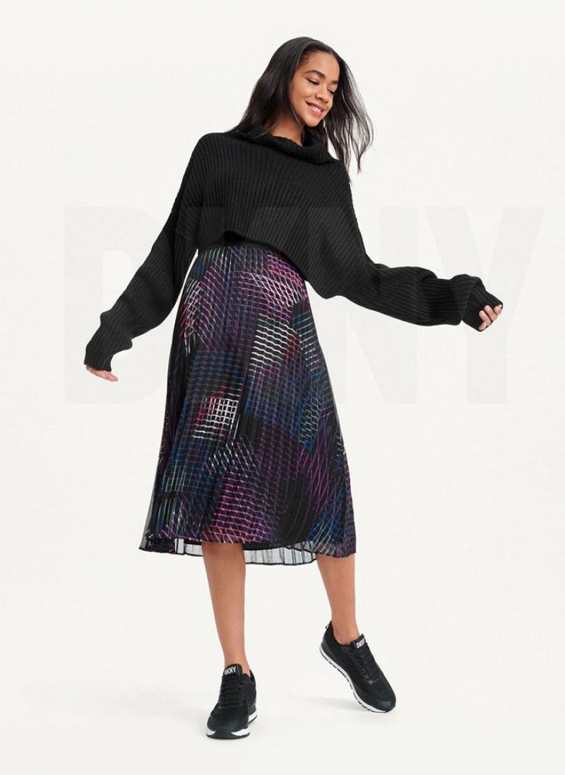 Black Women's DKNY Cropped Turtleneck Sweaters | Australia-D1378