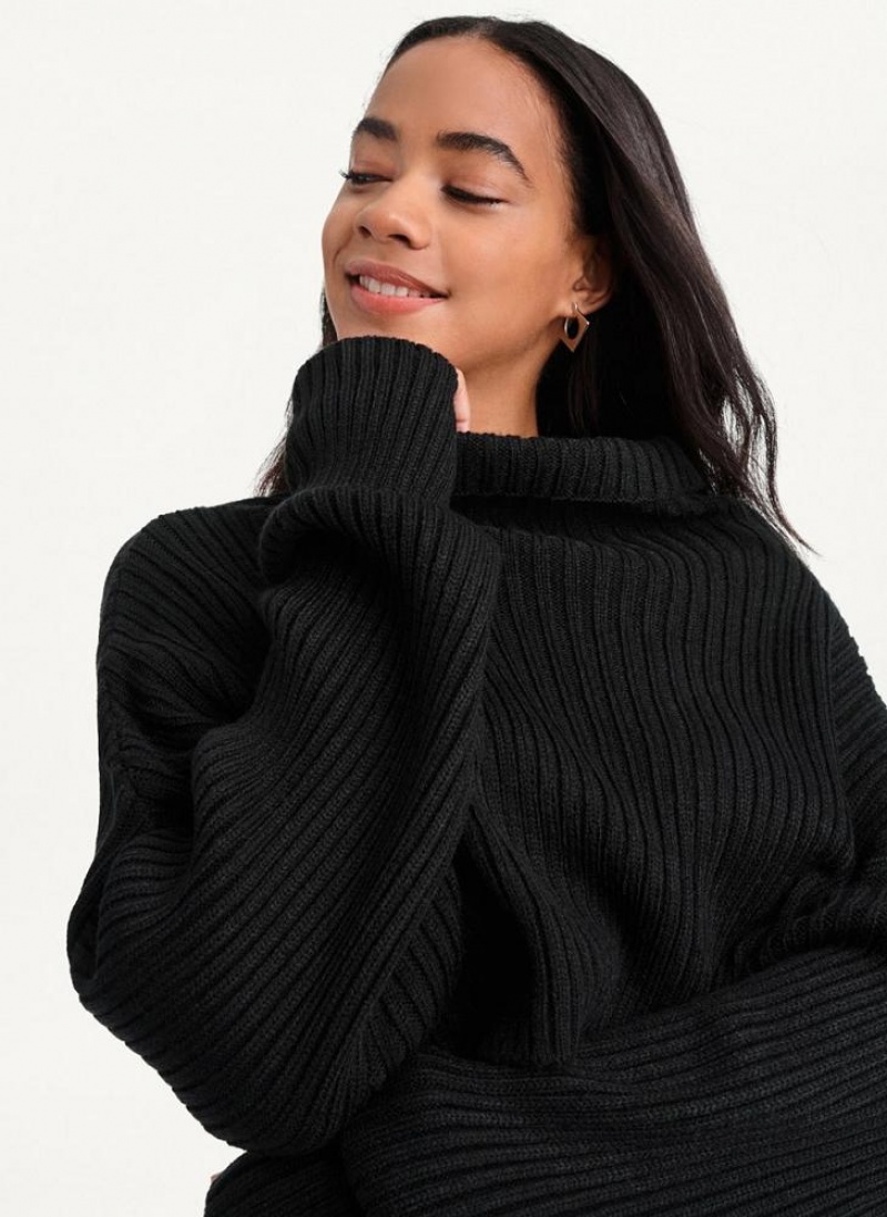 Black Women's DKNY Cropped Turtleneck Sweaters | Australia-D1378