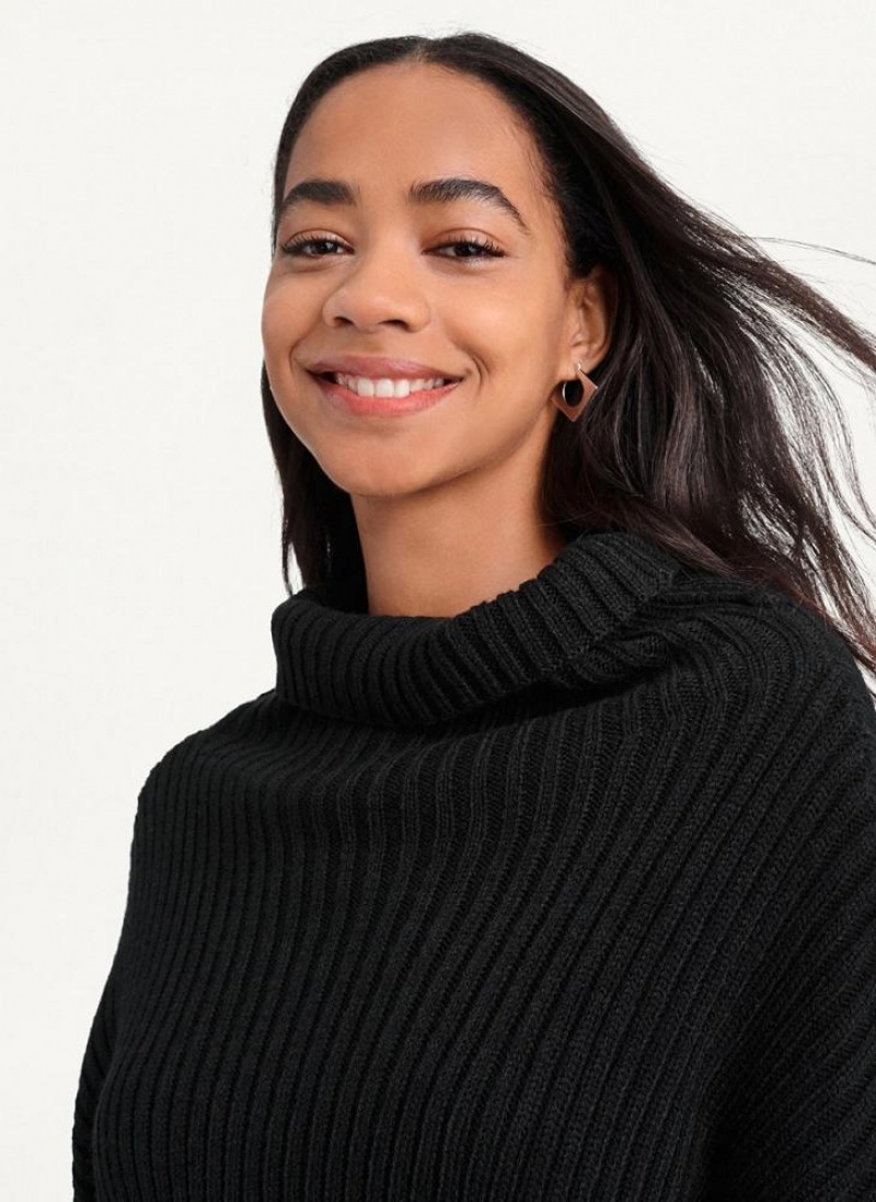 Black Women's DKNY Cropped Turtleneck Sweaters | Australia-D1378