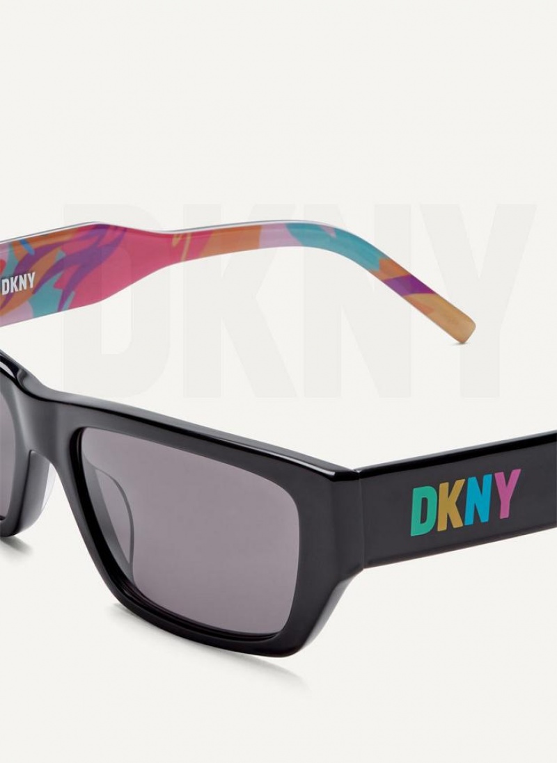 Black Women's DKNY DKNY Pride Rectangle Sunglasses | Australia-D1841