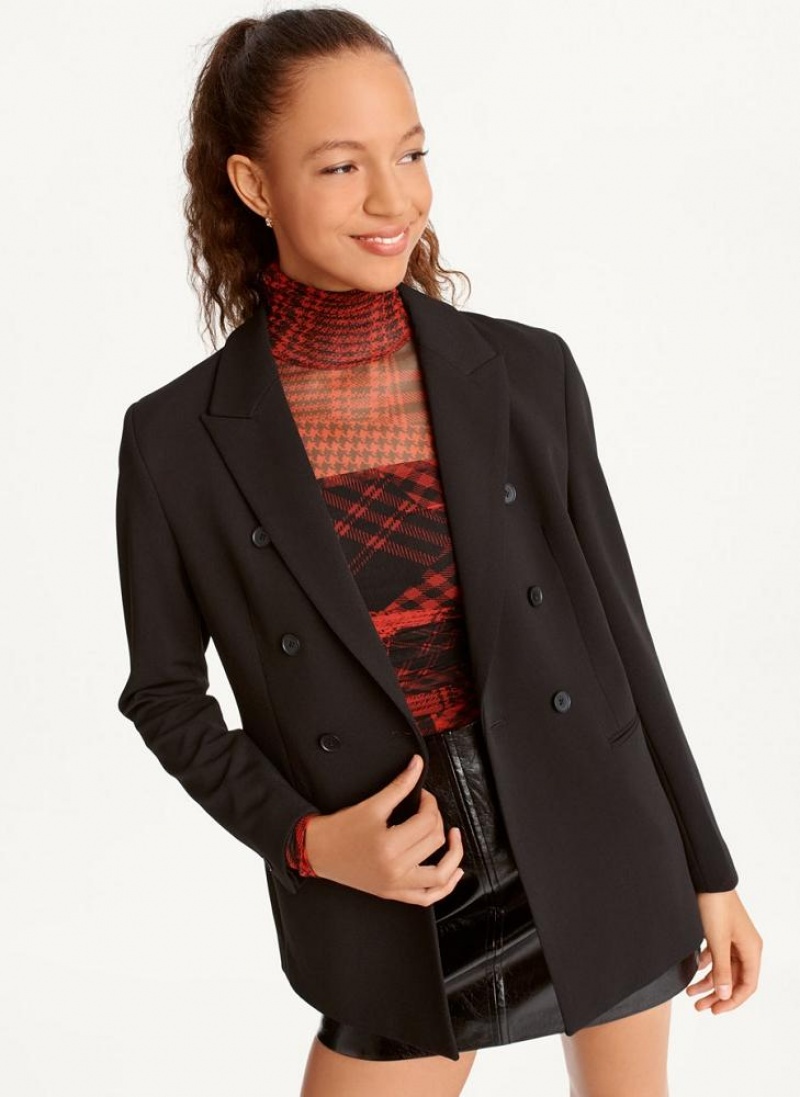 Black Women's DKNY Double Breasted Blazers | Australia-D1703