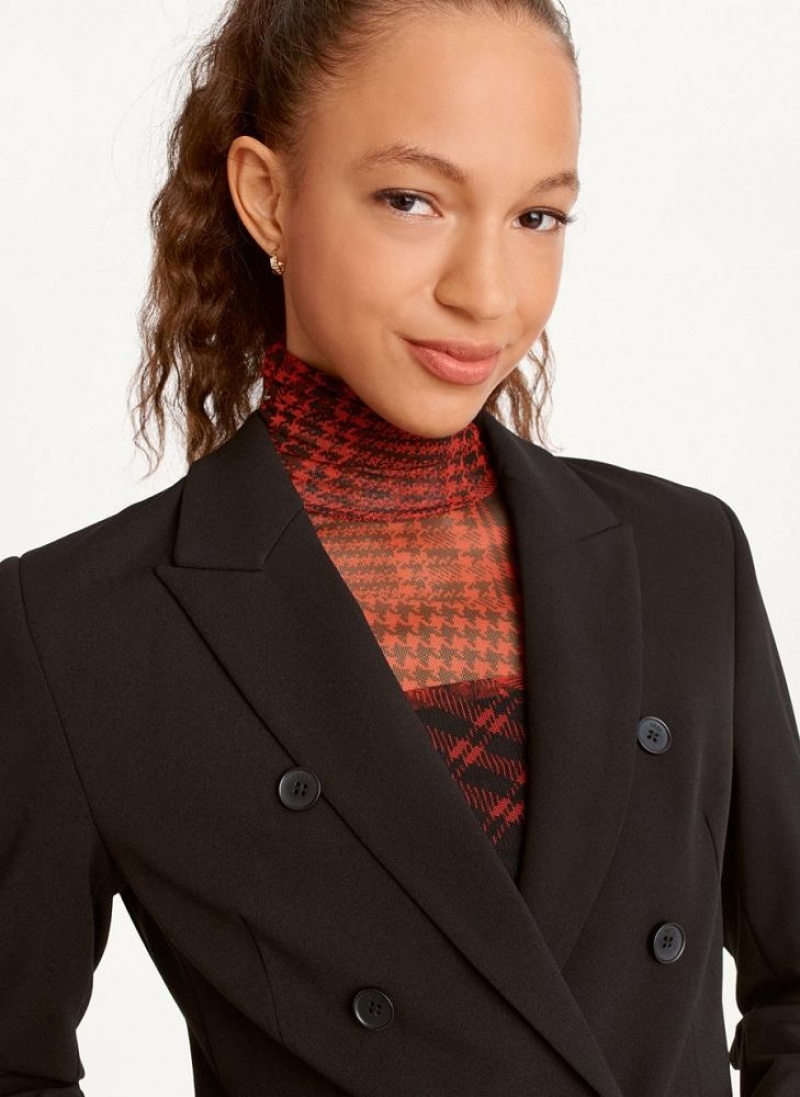 Black Women's DKNY Double Breasted Blazers | Australia-D1703
