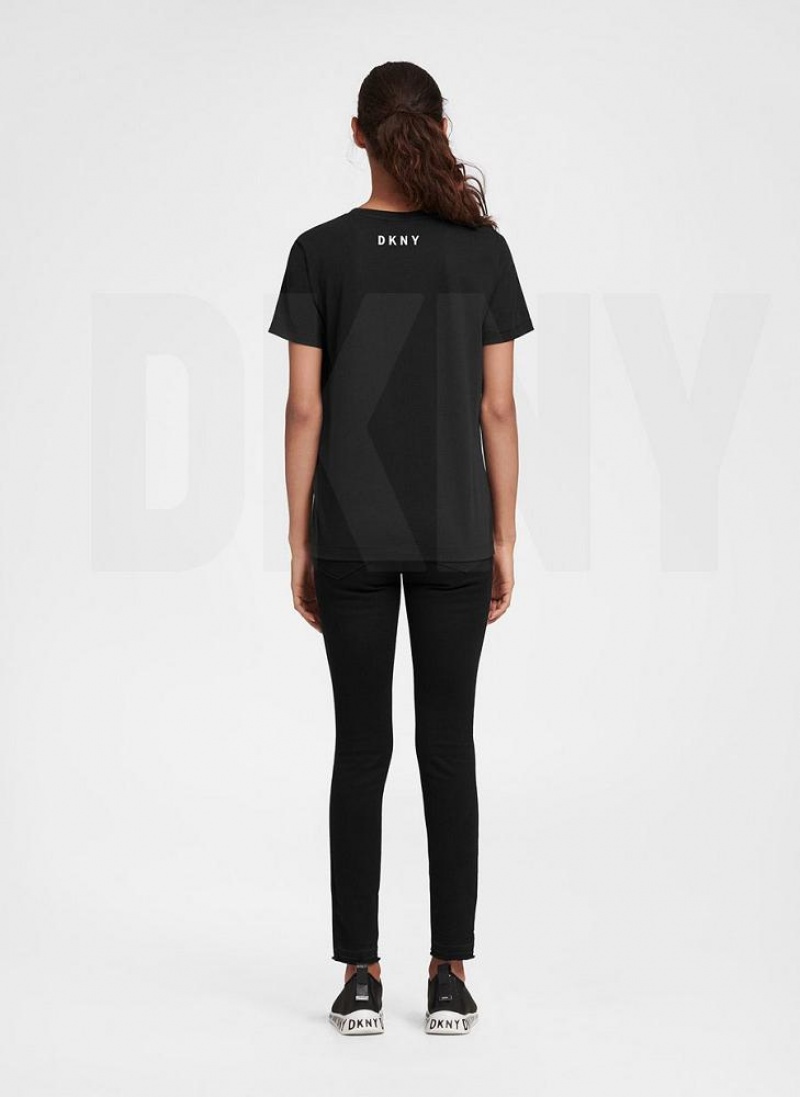 Black Women's DKNY Essential T Shirts | Australia-D1516