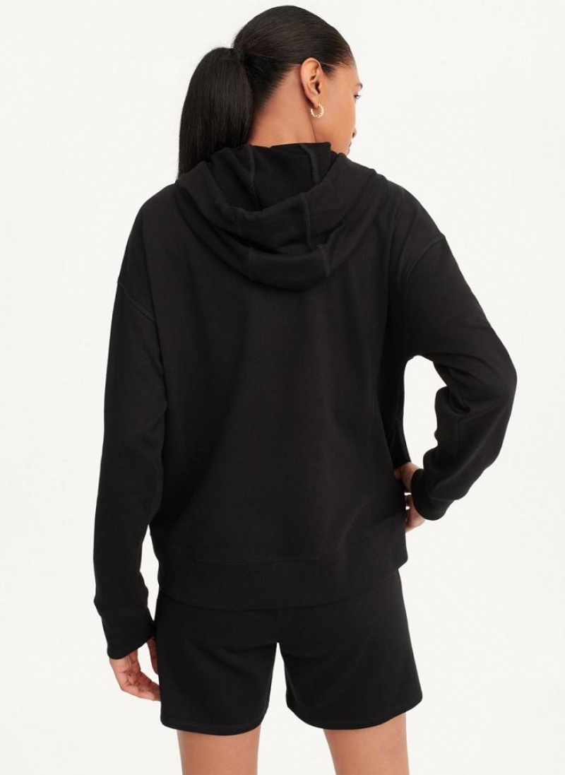Black Women's DKNY Exploded Applique Logo Hoodies | Australia-D1005