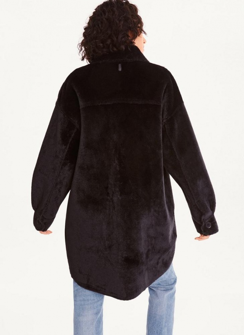 Black Women's DKNY Faux Fur Shacket Jackets | Australia-D0307