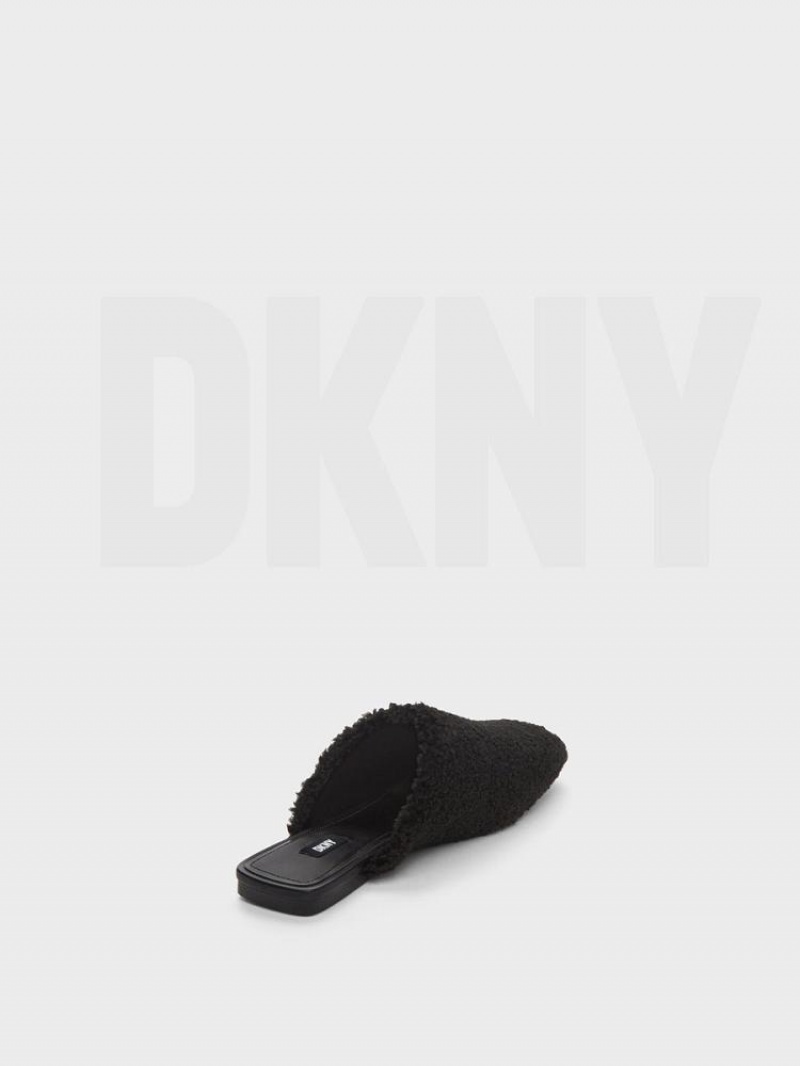 Black Women's DKNY Flat Sherpa Slides | Australia-D1209