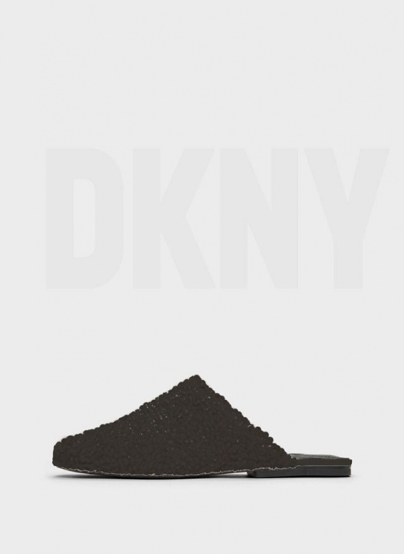 Black Women\'s DKNY Flat Sherpa Slides | Australia-D1209