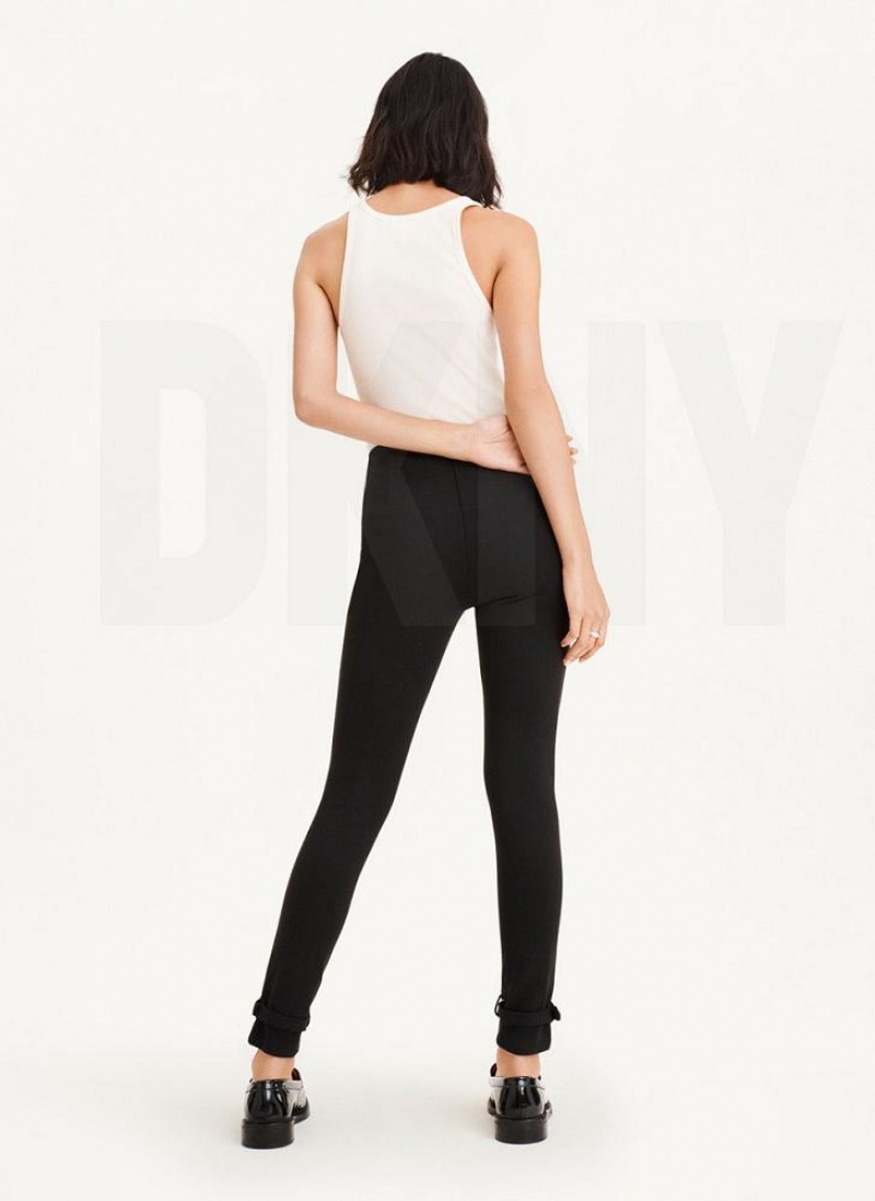 Black Women's DKNY Front Seam With Buckled Ankle Pants | Australia-D1687