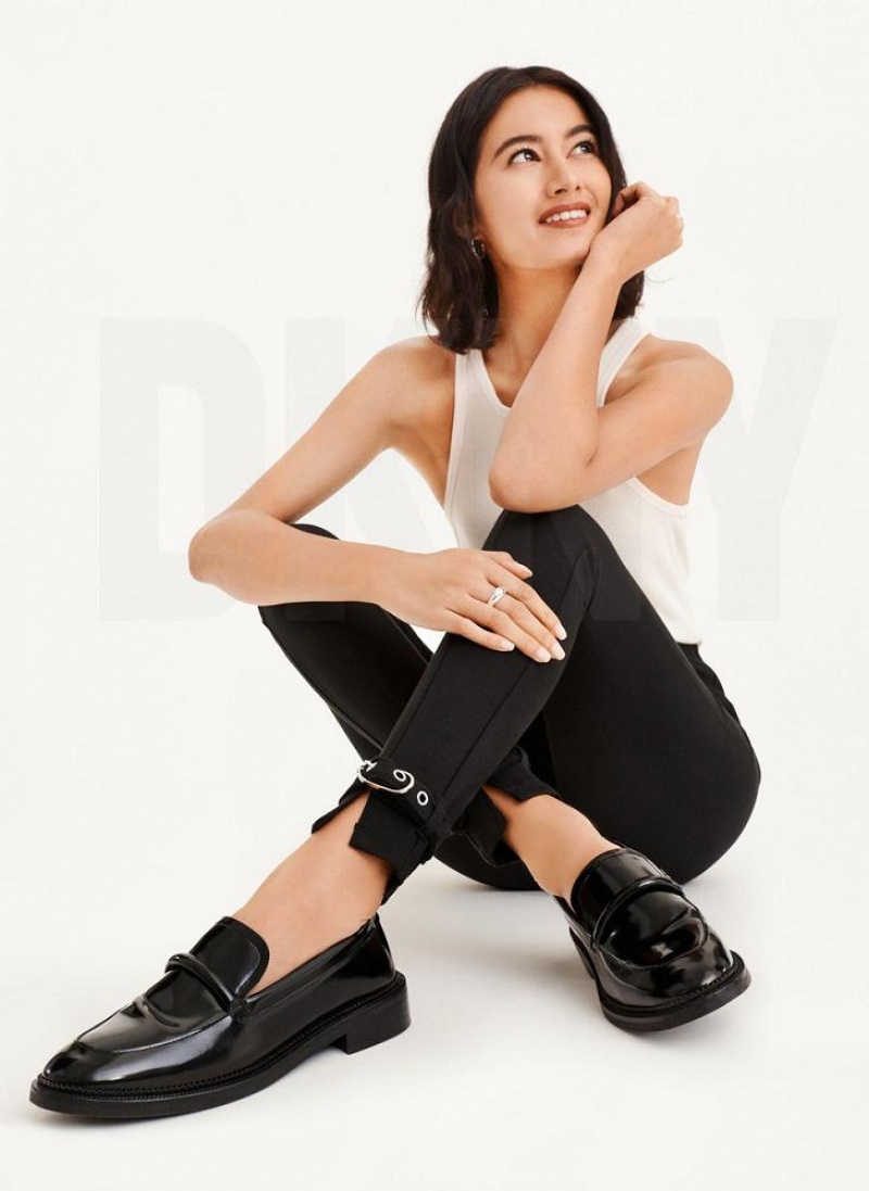 Black Women's DKNY Front Seam With Buckled Ankle Pants | Australia-D1687