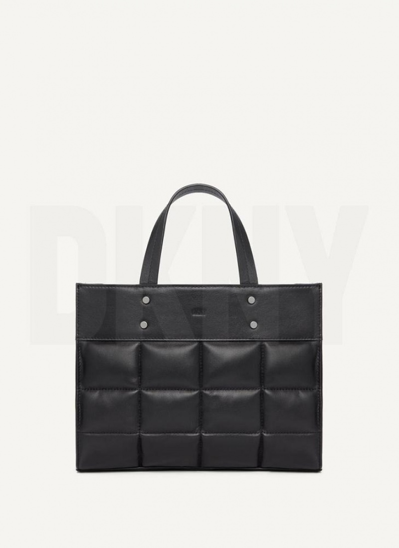 Black Women\'s DKNY Globalist Small Quilted Book Tote Bags | Australia-D1777