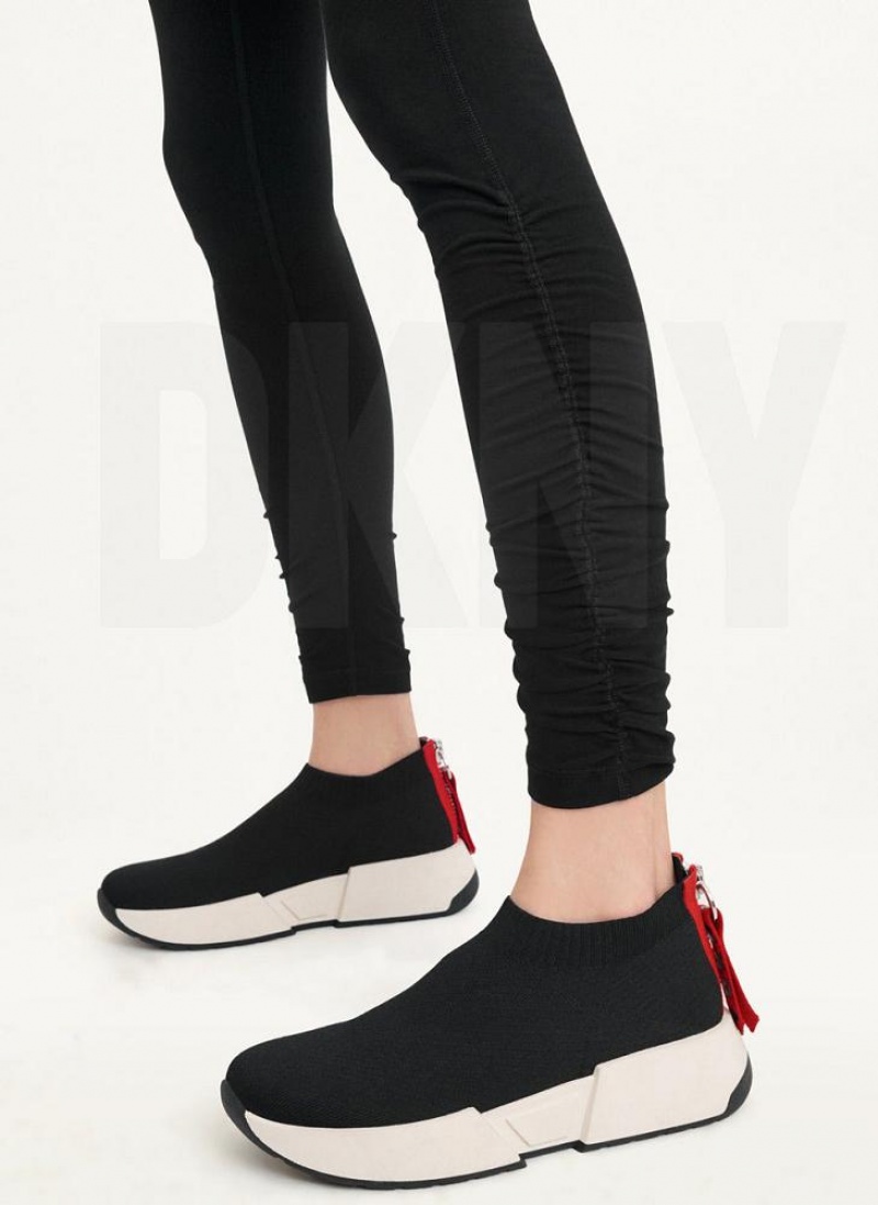 Black Women's DKNY High Waist With Ruched Details Leggings | Australia-D1938