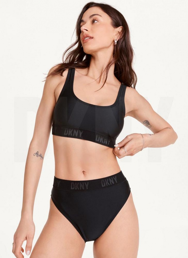Black Women's DKNY High Waisted Bikini Bottom | Australia-D0417