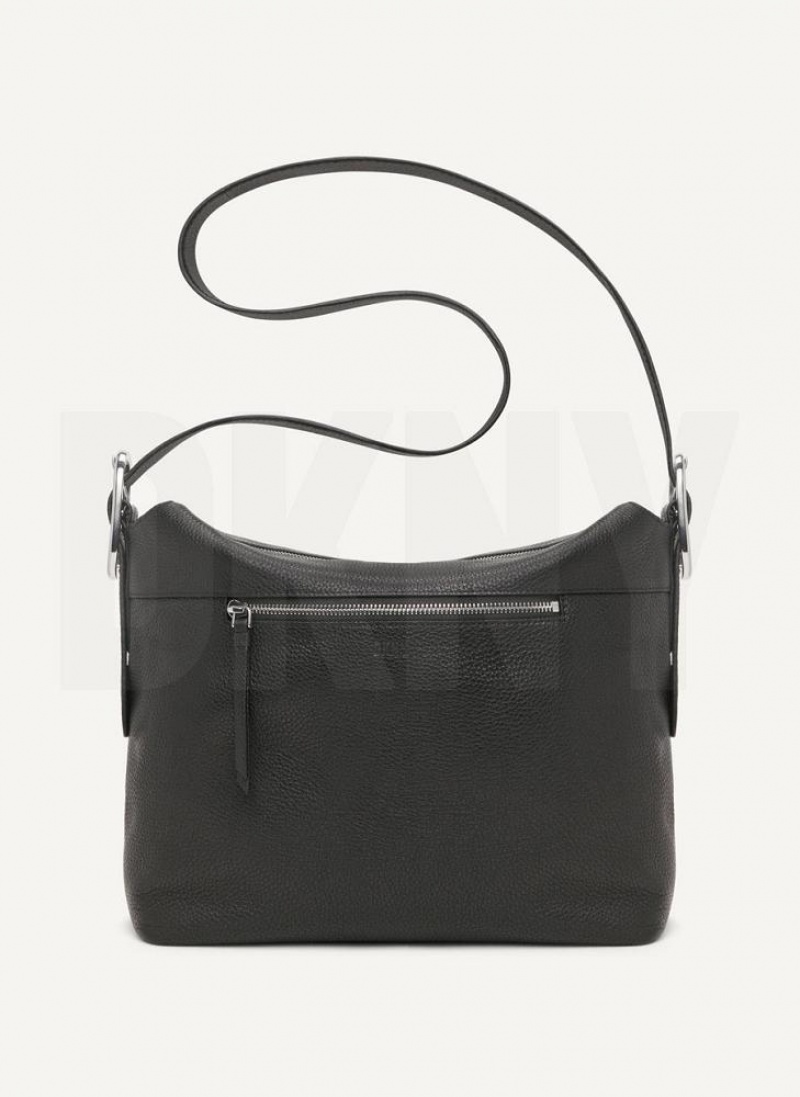 Black Women's DKNY Large Buckle Crossbody Bags | Australia-D0147