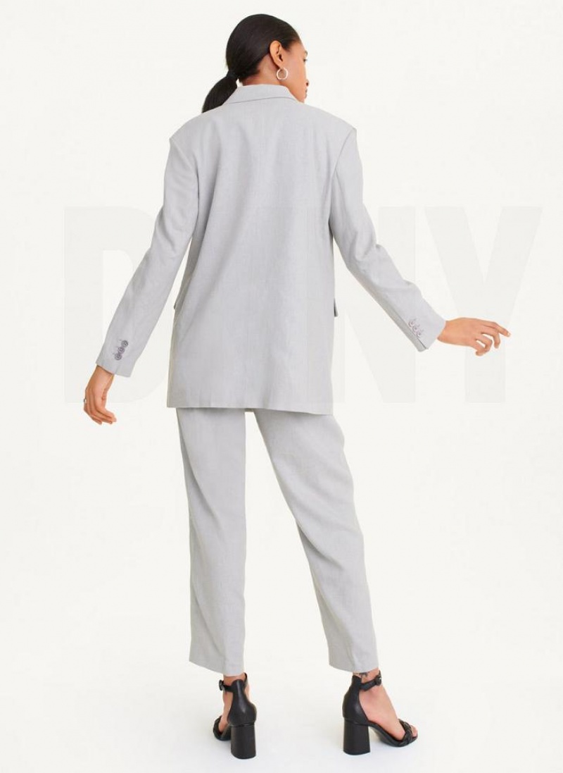 Black Women's DKNY Linen Blazers | Australia-D1752