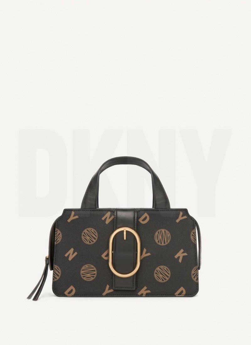 Black Women's DKNY Logo Buckle Crossbody Bags | Australia-D0489