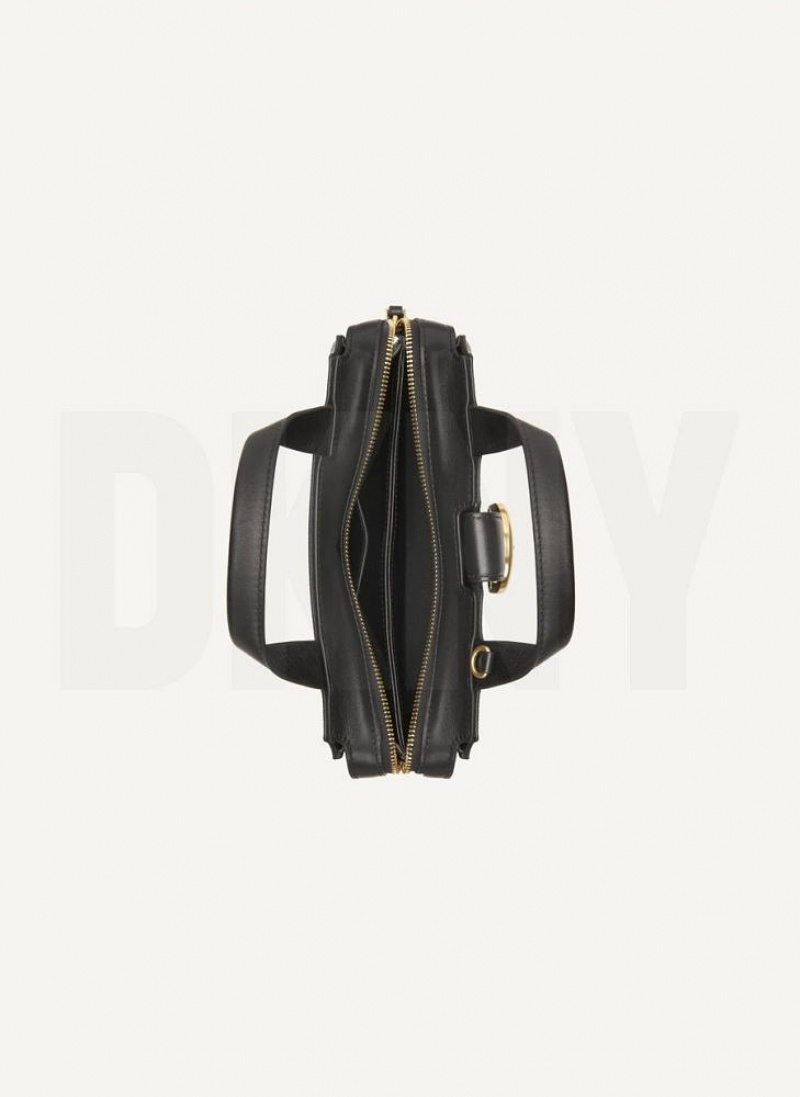 Black Women's DKNY Logo Buckle Crossbody Bags | Australia-D0489