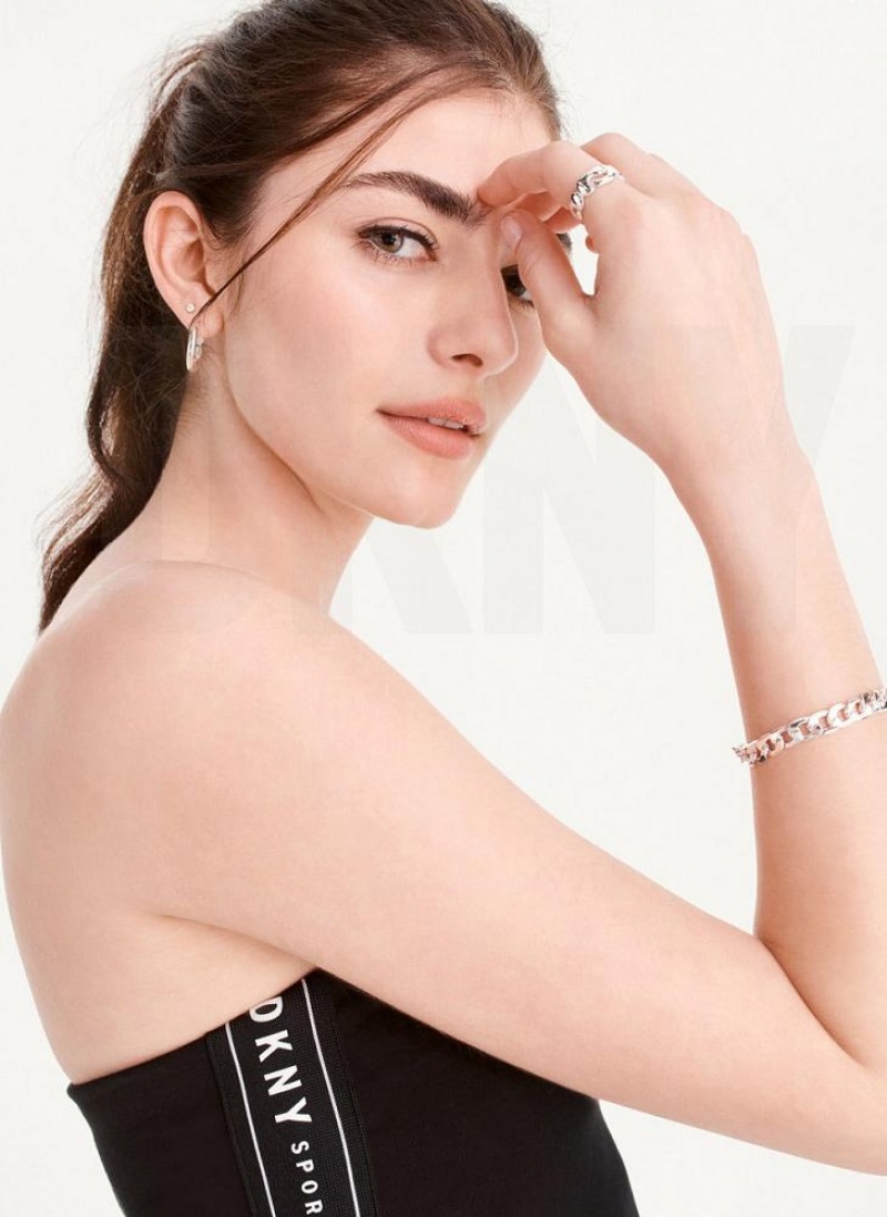 Black Women's DKNY Logo Tape Tube Dresses | Australia-D1043
