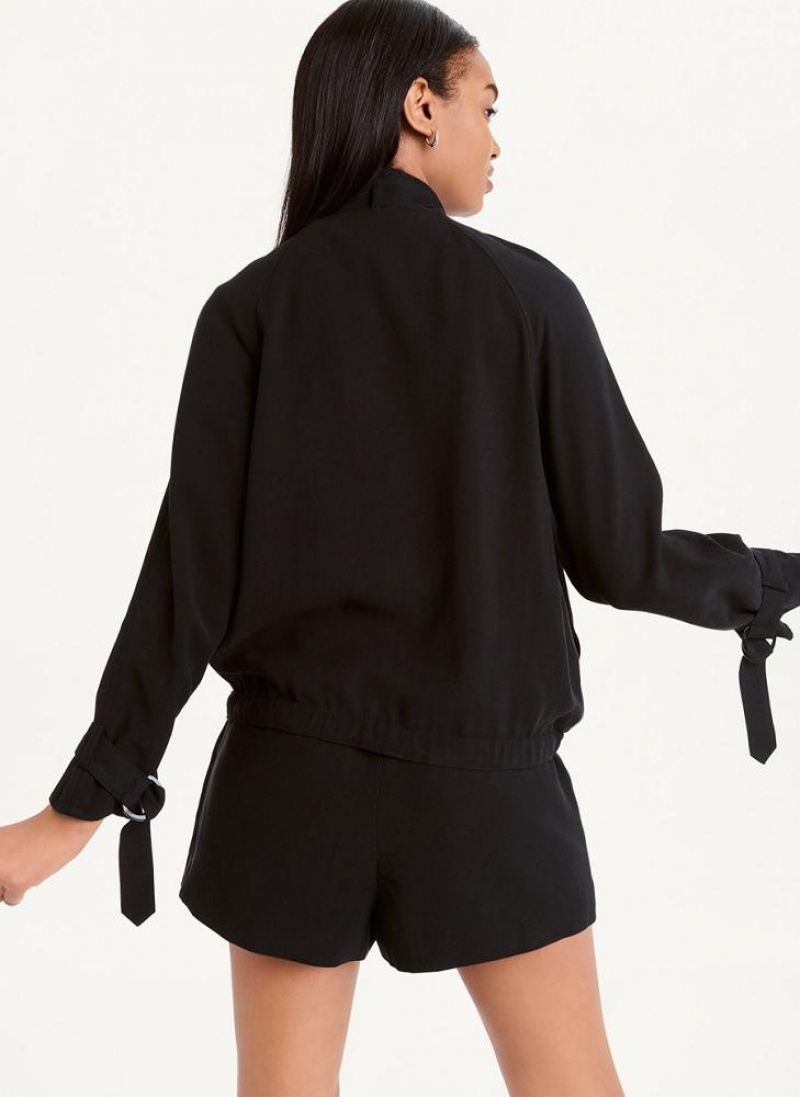 Black Women's DKNY Long Sleeve Jackets | Australia-D1200
