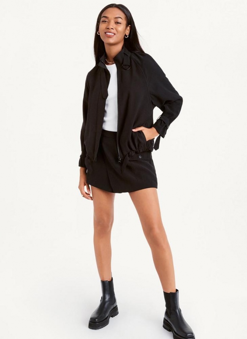 Black Women's DKNY Long Sleeve Jackets | Australia-D1200