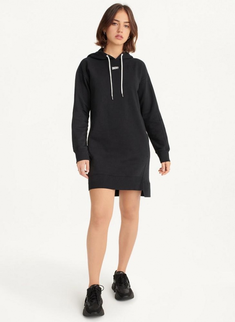 Black Women's DKNY Long Sleeve Sneaker Dresses | Australia-D0459