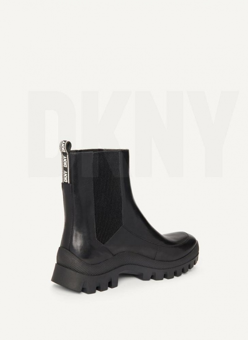 Black Women's DKNY Lug Sole Chelsea Boots | Australia-D1054
