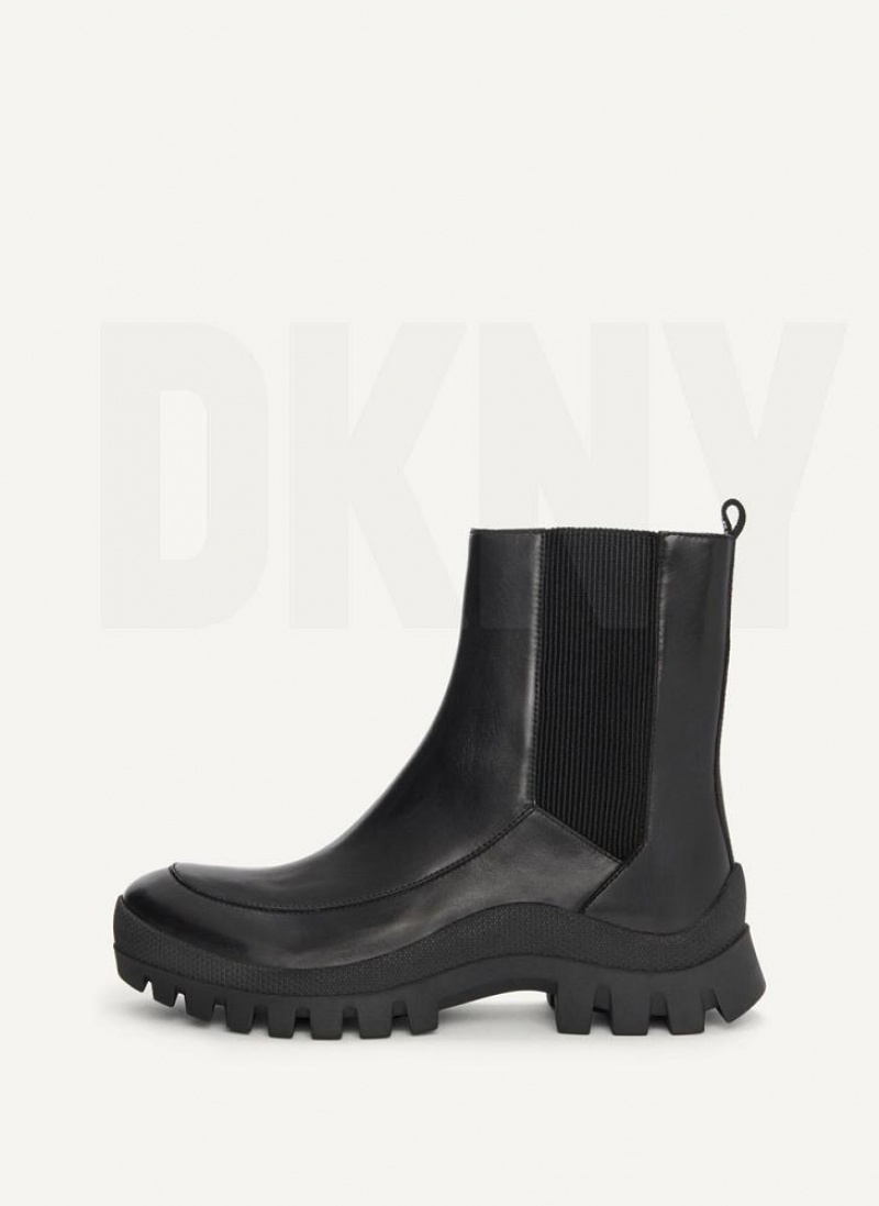 Black Women\'s DKNY Lug Sole Chelsea Boots | Australia-D1054