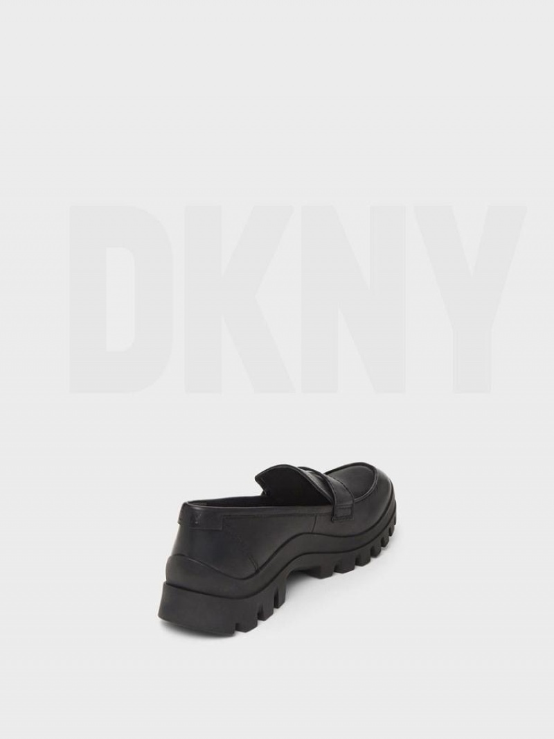 Black Women's DKNY Lug Sole Loafers | Australia-D0574