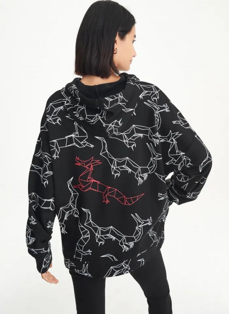 Black Women's DKNY Lunar New Year Hoodies | Australia-D0650