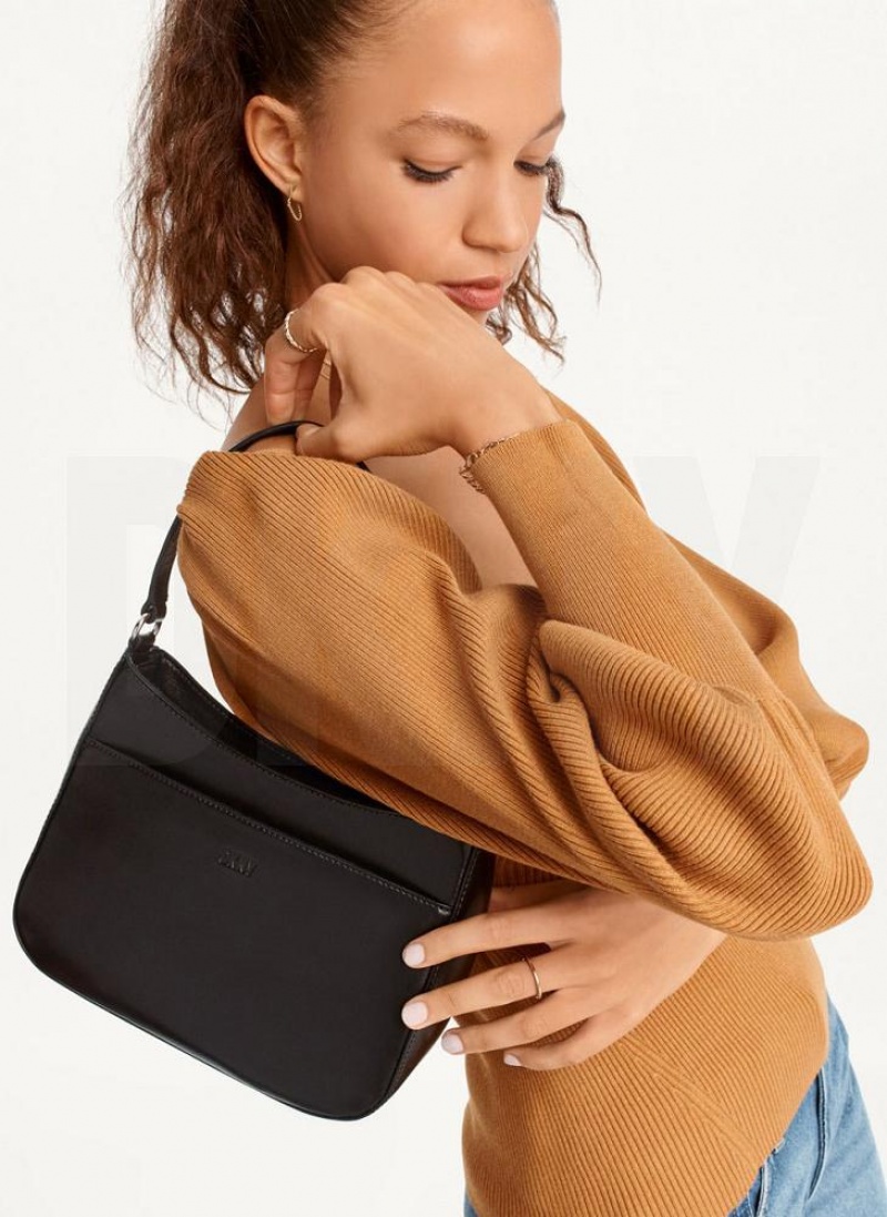 Black Women's DKNY Medium Shoulder Bags | Australia-D0959