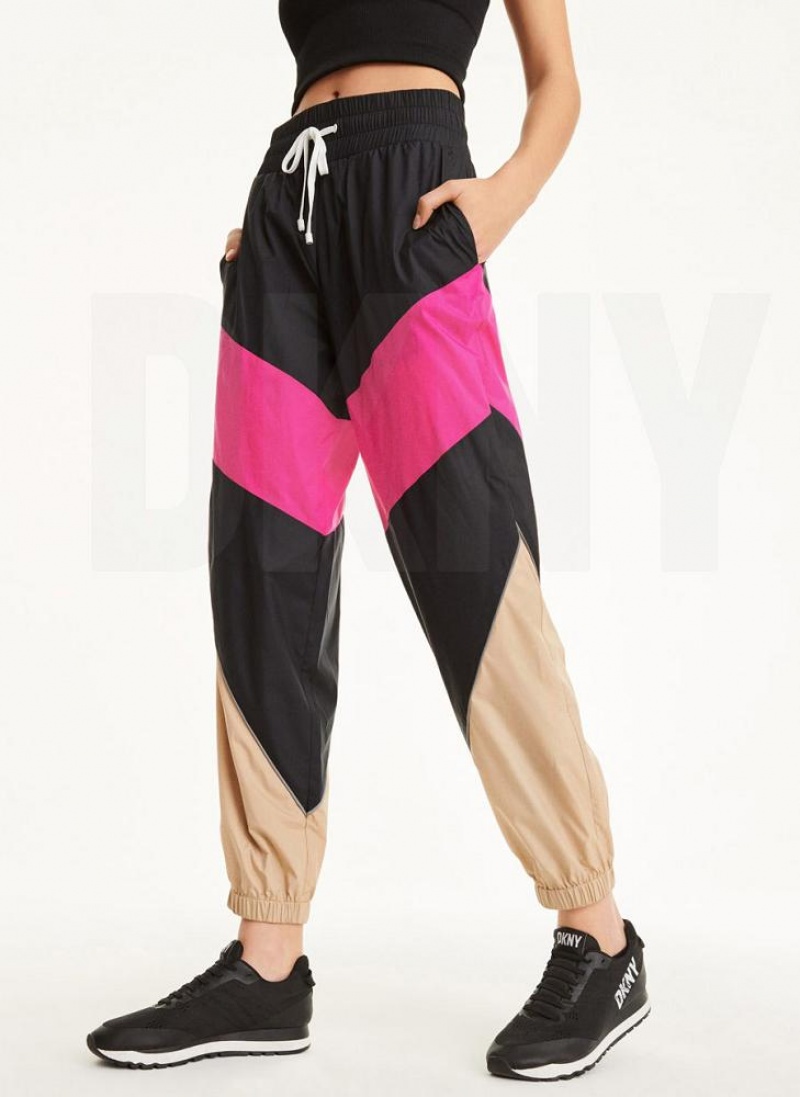 Black Women's DKNY Mini Rip-Stop With Reflective Piping Pants | Australia-D0403