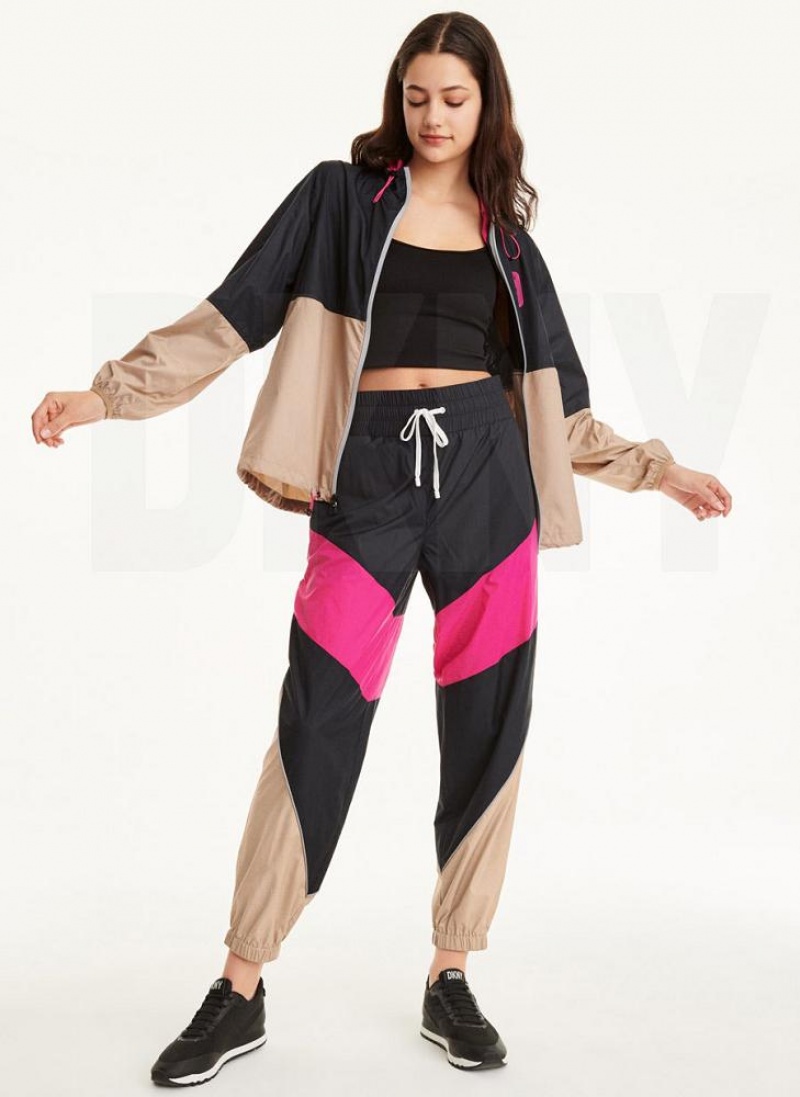 Black Women's DKNY Mini Rip-Stop With Reflective Piping Pants | Australia-D0403
