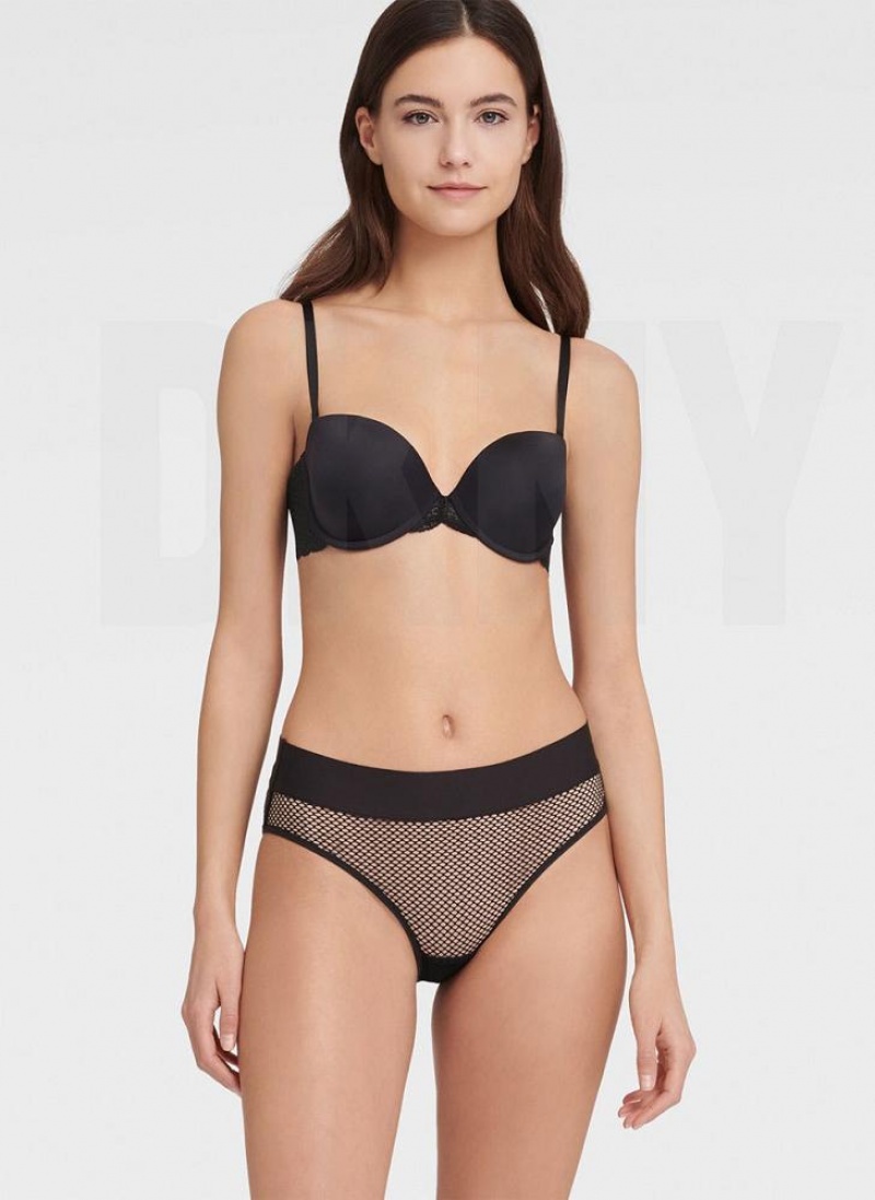 Black Women's DKNY Modern Lace Strapless Bras | Australia-D0827