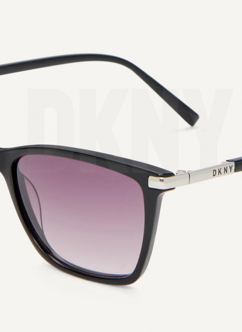 Black Women's DKNY Modified Modern Rectangle Sunglasses | Australia-D1893