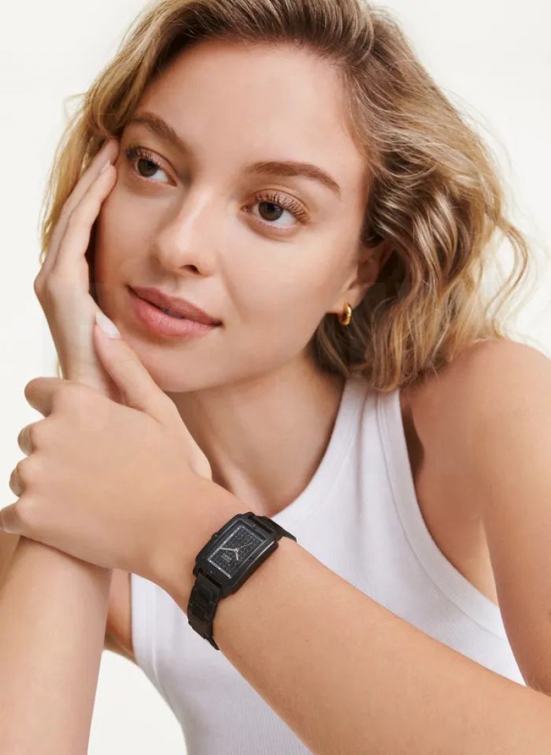Black Women's DKNY New Rectangle Platform Watches | Australia-D1076