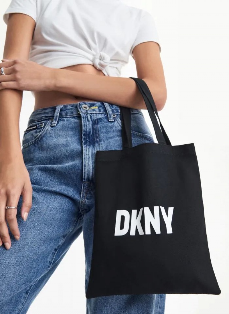 Black Women's DKNY Noun New York Illustrated Tote Bags | Australia-D1736