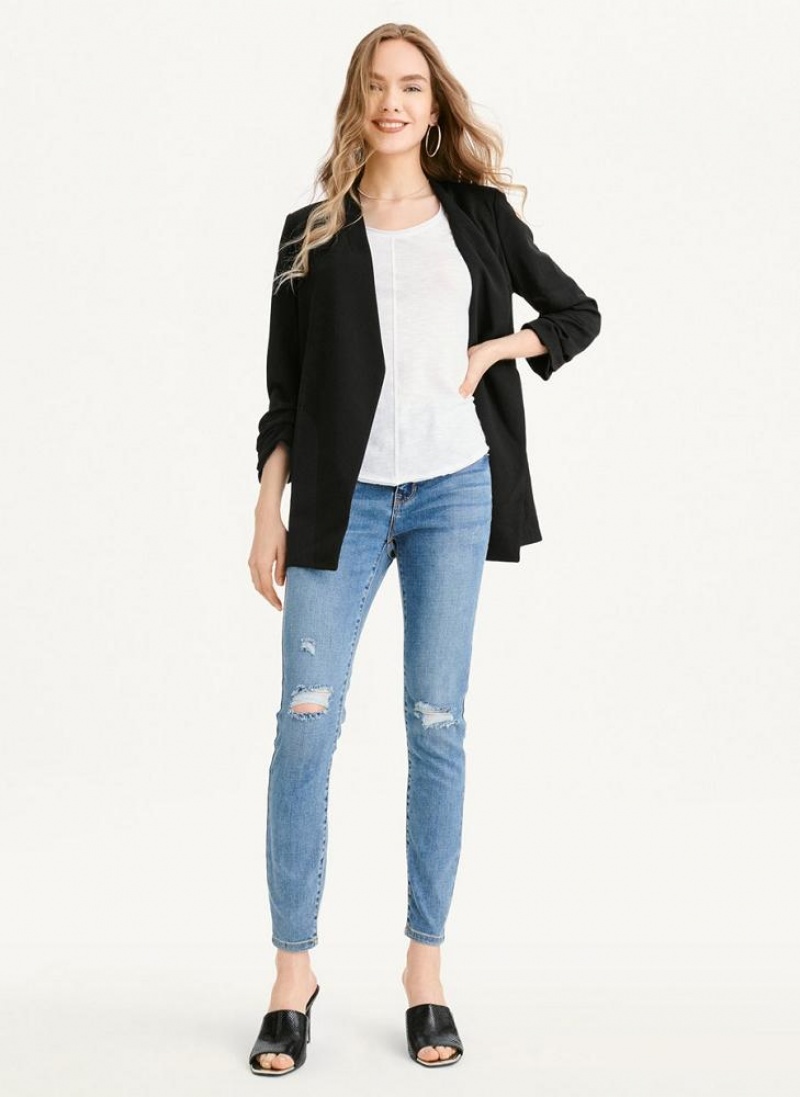 Black Women's DKNY Open Front Blazers | Australia-D1828