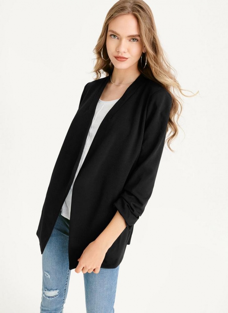 Black Women's DKNY Open Front Blazers | Australia-D1828