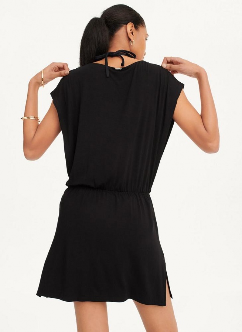 Black Women's DKNY Open Side Tunic Swimsuits | Australia-D1559