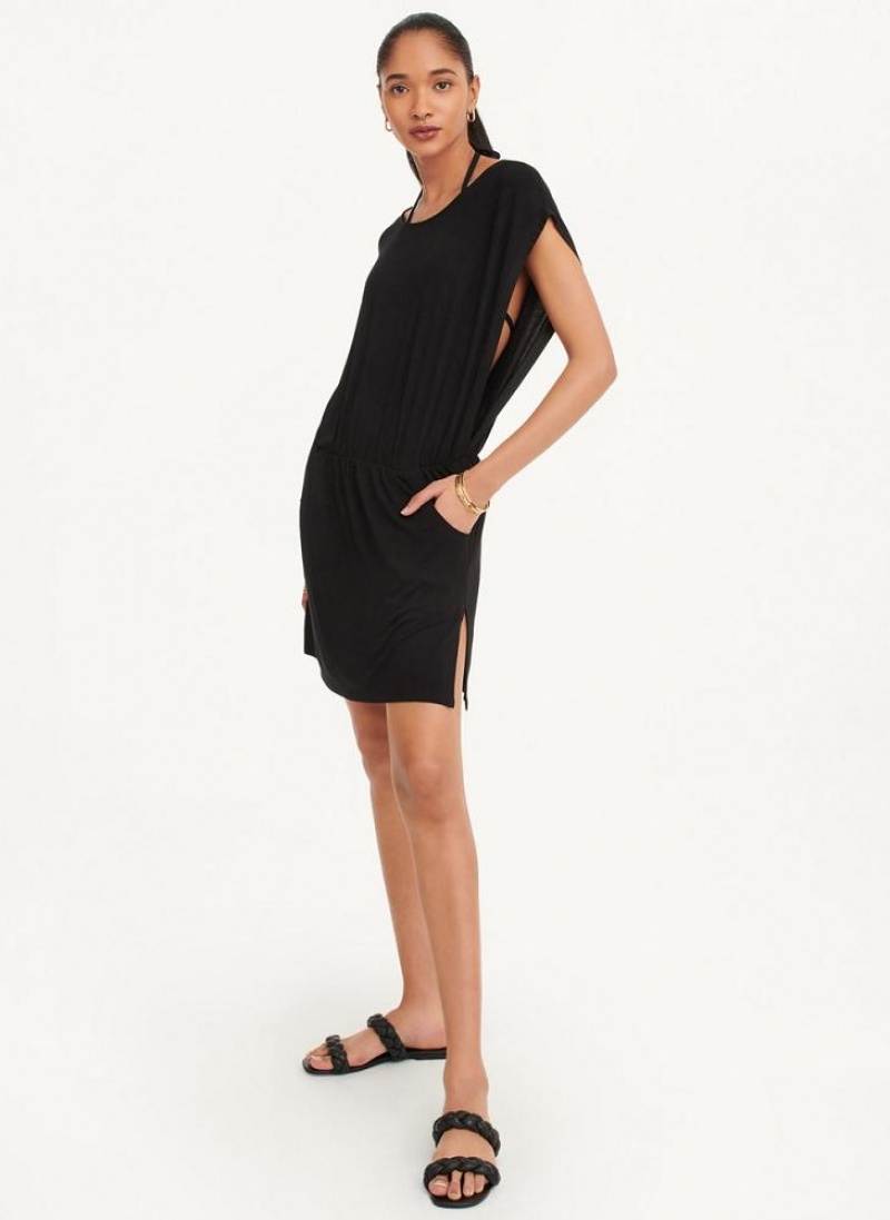 Black Women's DKNY Open Side Tunic Swimsuits | Australia-D1559