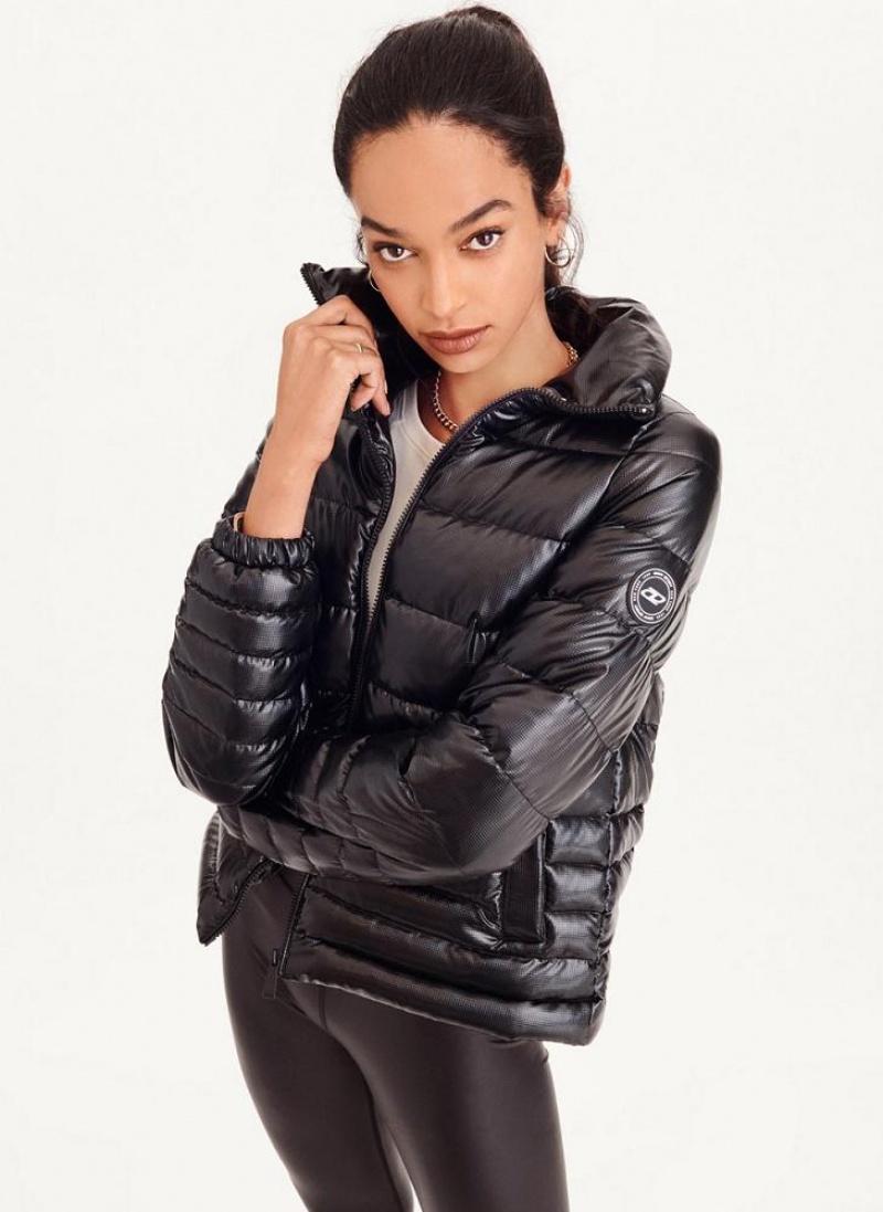 Black Women's DKNY Packable Ripstop Puffer Jacket | Australia-D1608