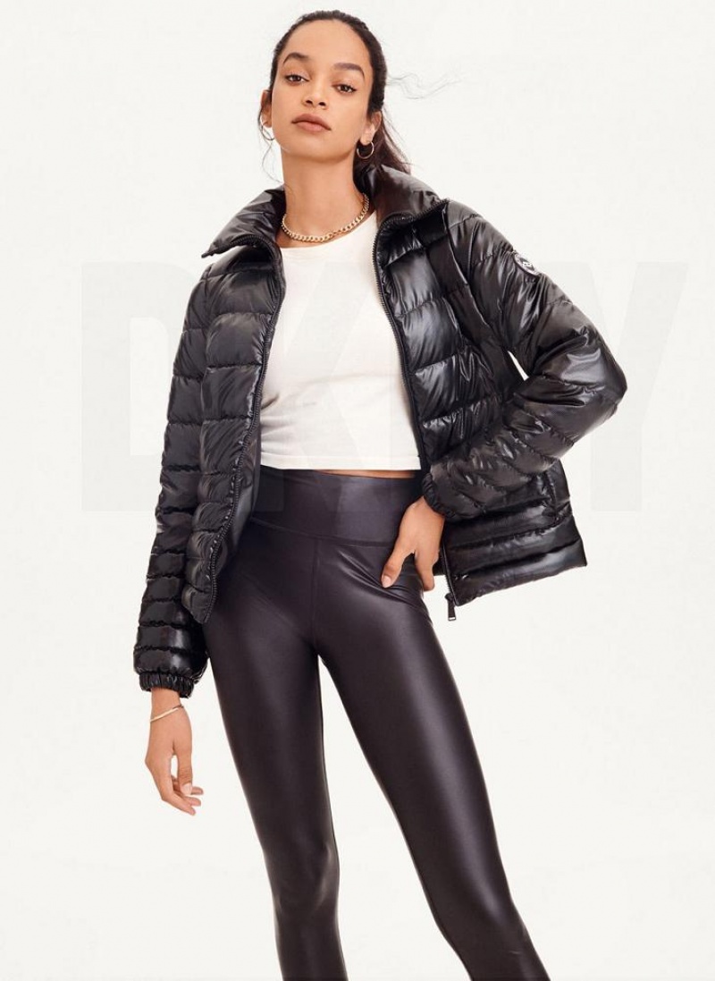 Black Women's DKNY Packable Ripstop Puffer Jacket | Australia-D1608
